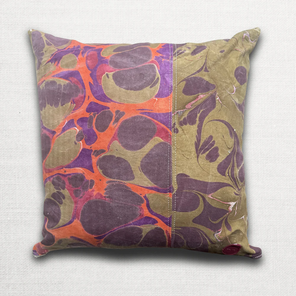 Hand Marbled One-of-a-Kind Pillow (26-22) - Image 2