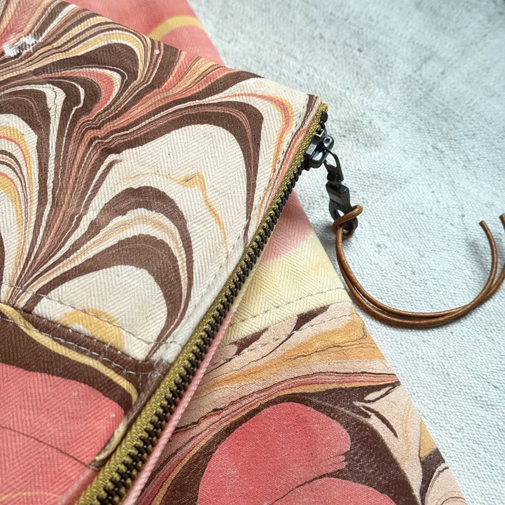 Hand Marbled One-of-a-Kind Zipper Pouch (#P03) - Image 3