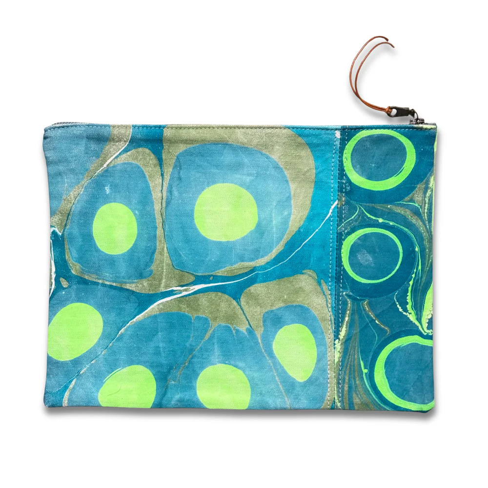 Hand Marbled One-of-a-Kind Zipper Pouch (#P04) - Image 2