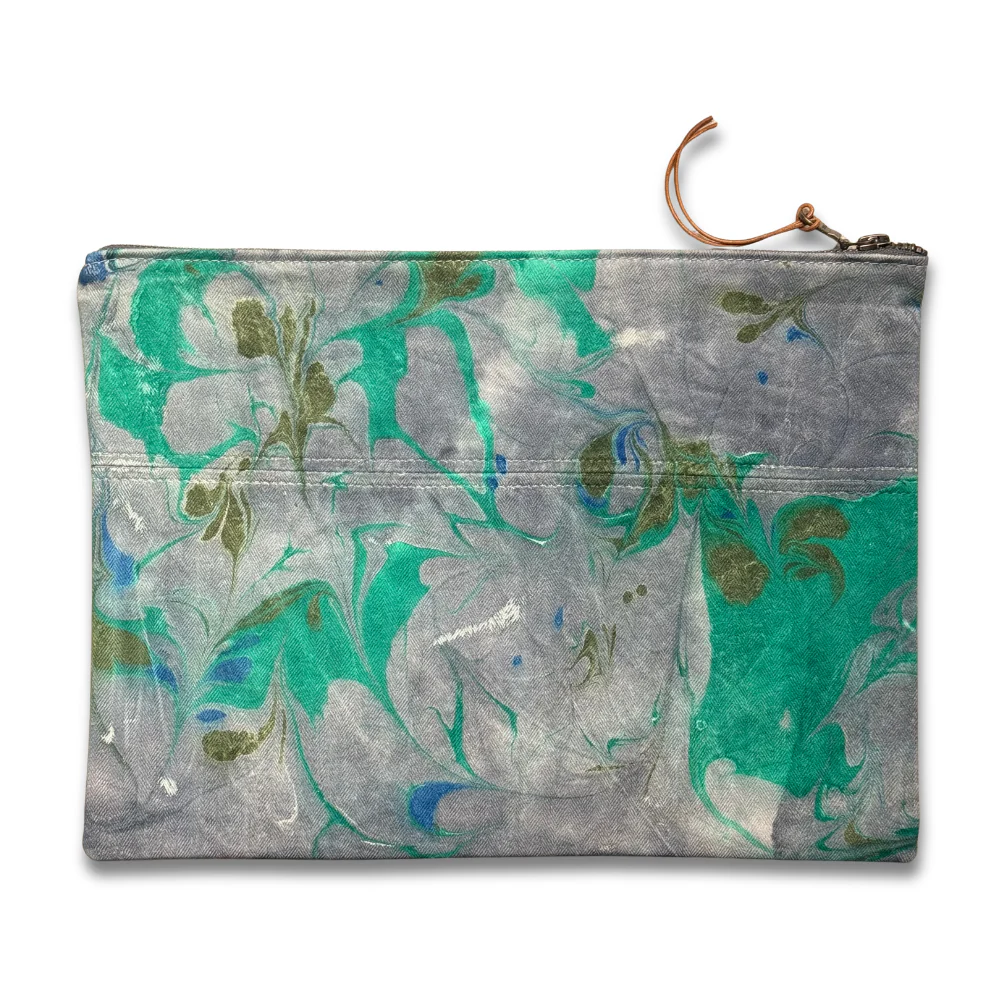 Hand Marbled One-of-a-Kind Zipper Pouch (#P06) - Image 2