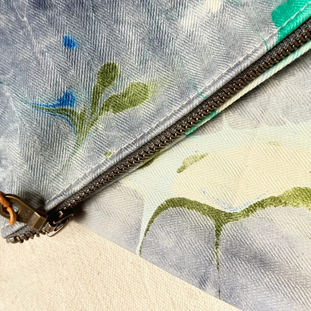 Hand Marbled One-of-a-Kind Zipper Pouch (#P06) - Image 4