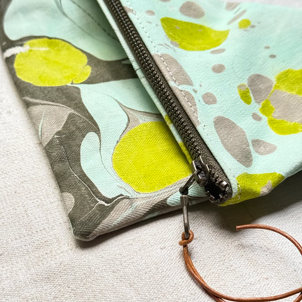 Hand Marbled One-of-a-Kind Zipper Pouch (#P07) - Image 3