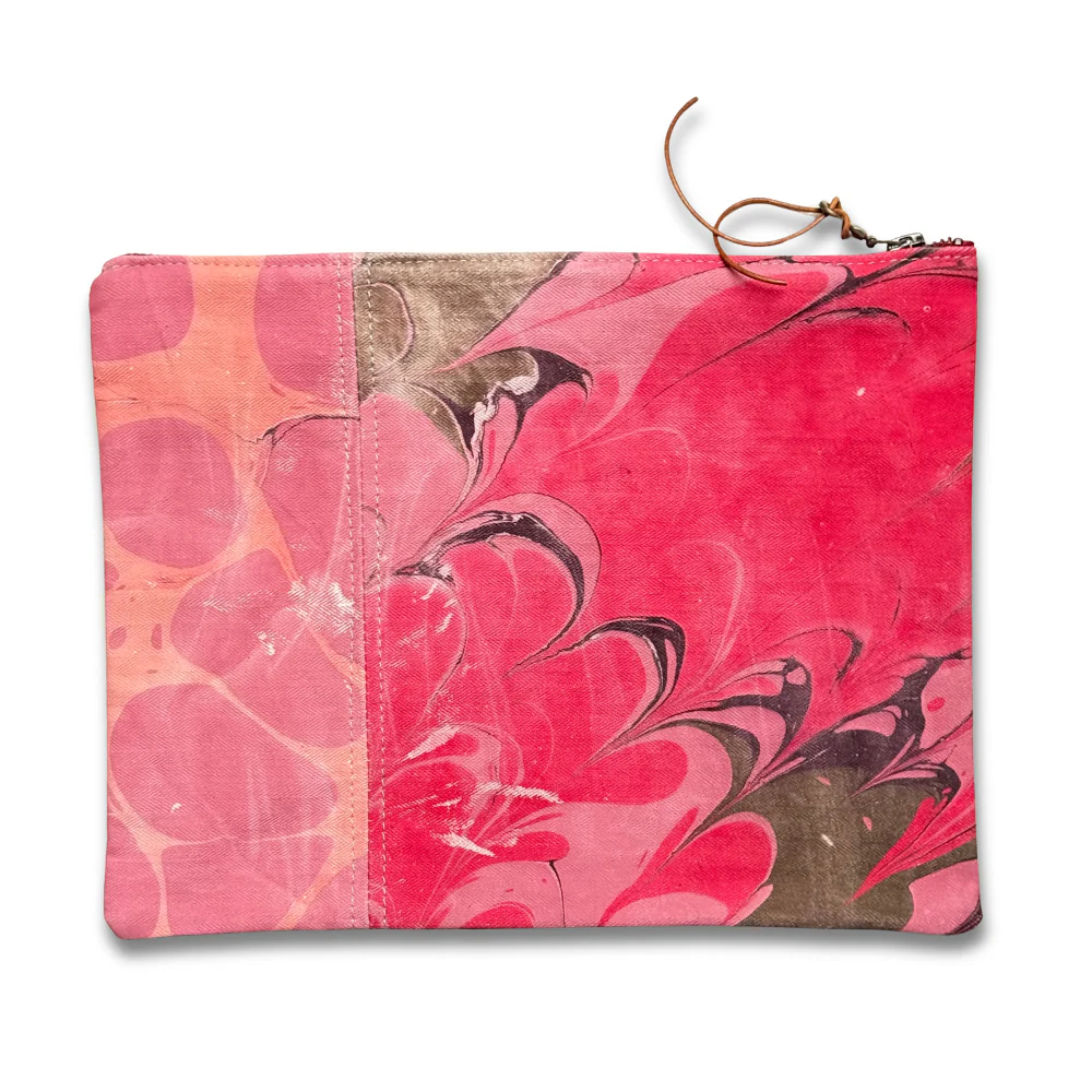 Hand Marbled One-of-a-Kind Zipper Pouch (#P09) - Image 2