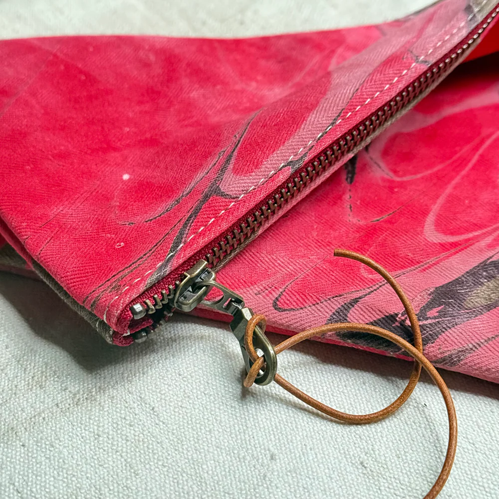 Hand Marbled One-of-a-Kind Zipper Pouch (#P09) - Image 3