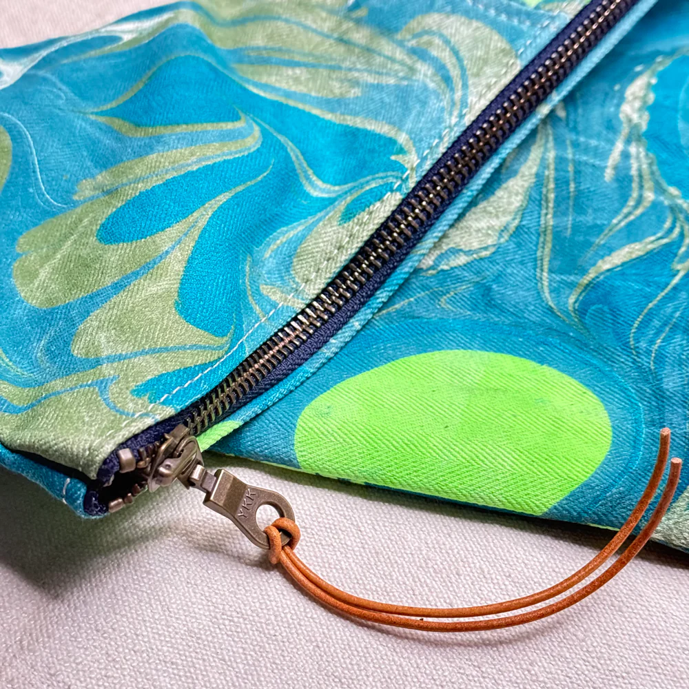Hand Marbled One-of-a-Kind Zipper Pouch (#P10) - Image 4