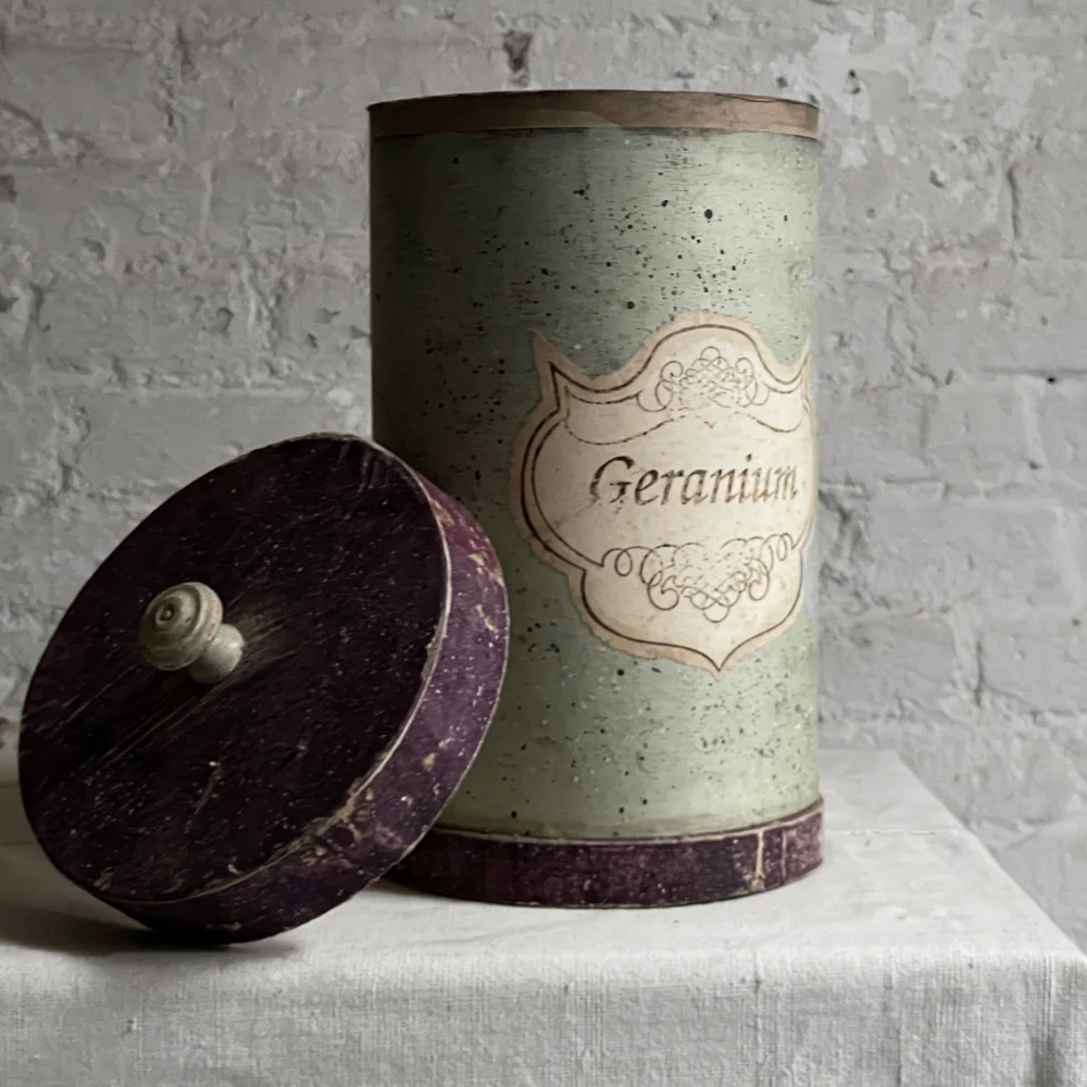 Handmade Antique Italian Paper Boxes - Patina Mint with Maroon Trim
