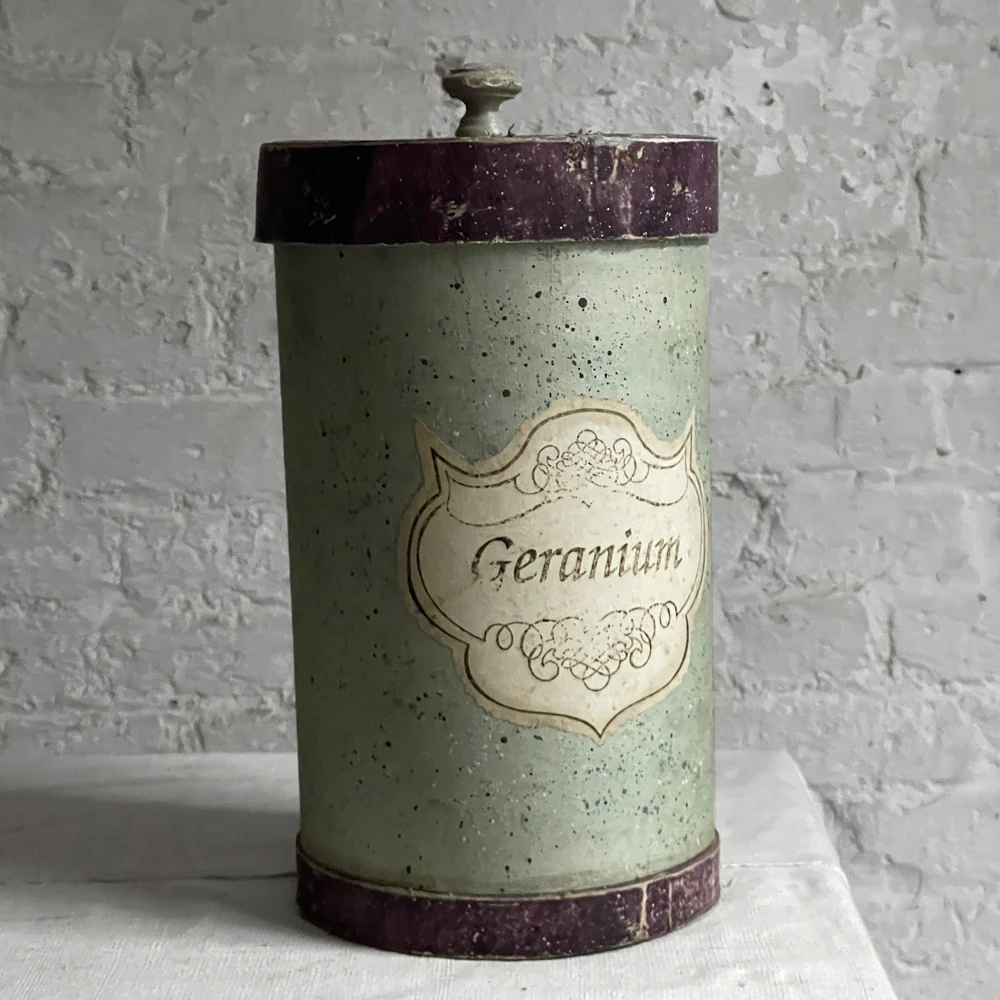 Handmade Antique Italian Paper Boxes - Patina Mint with Maroon Trim - Image 2
