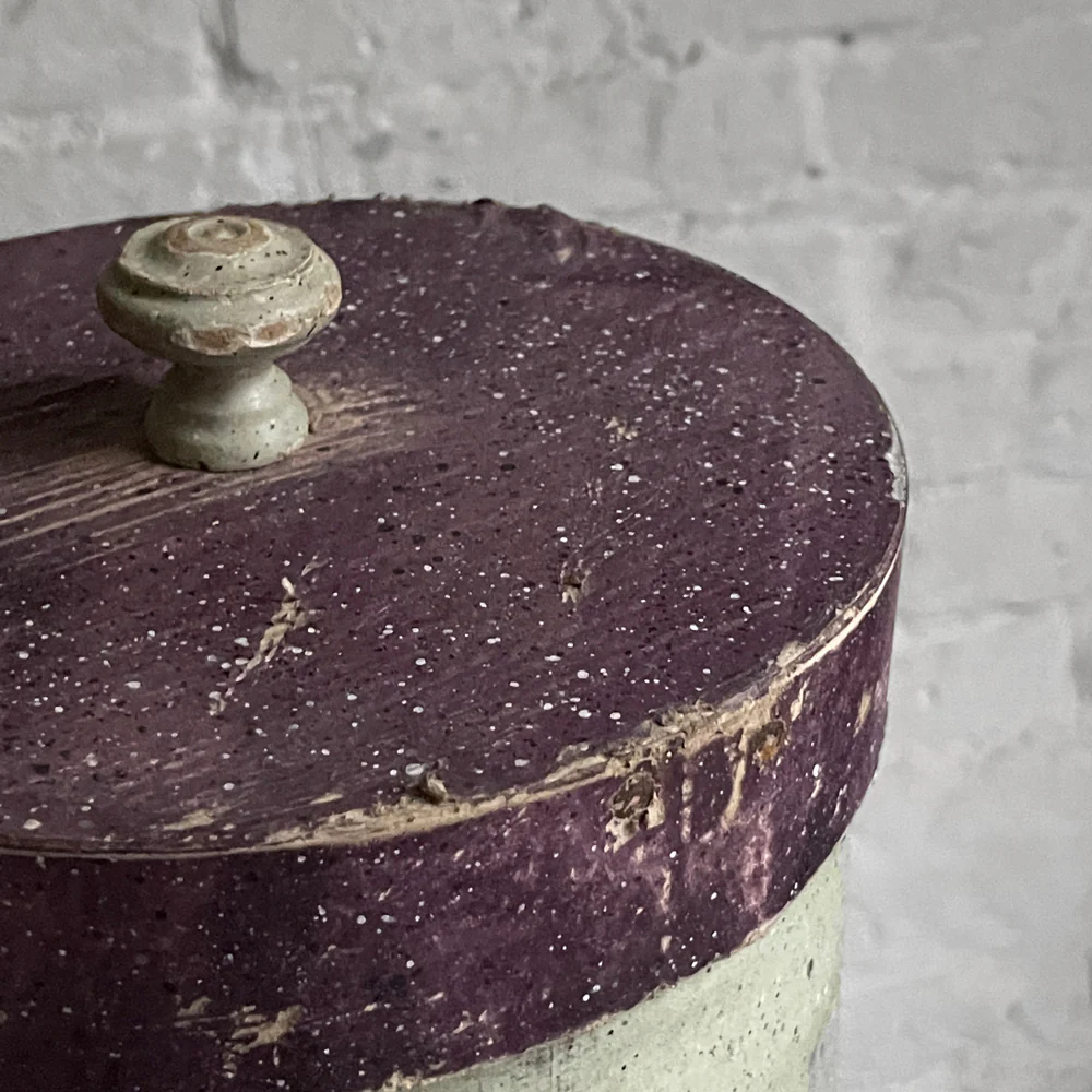 Handmade Antique Italian Paper Boxes - Patina Mint with Maroon Trim - Image 4