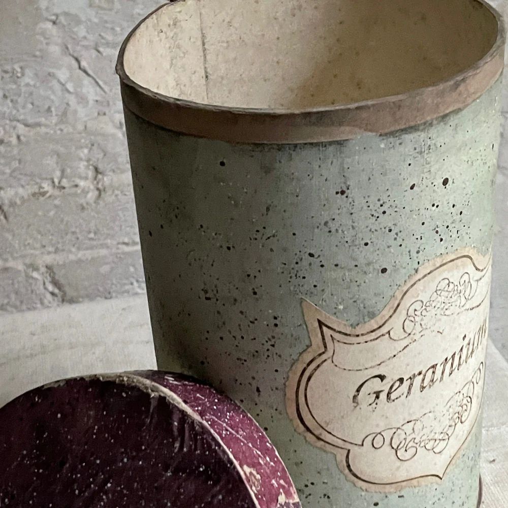 Handmade Antique Italian Paper Boxes - Patina Mint with Maroon Trim - Image 5