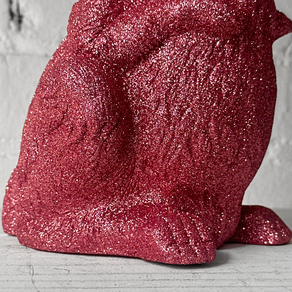 Ino Schaller Large Standing Glitter Bunny in Dark Pink - Image 3