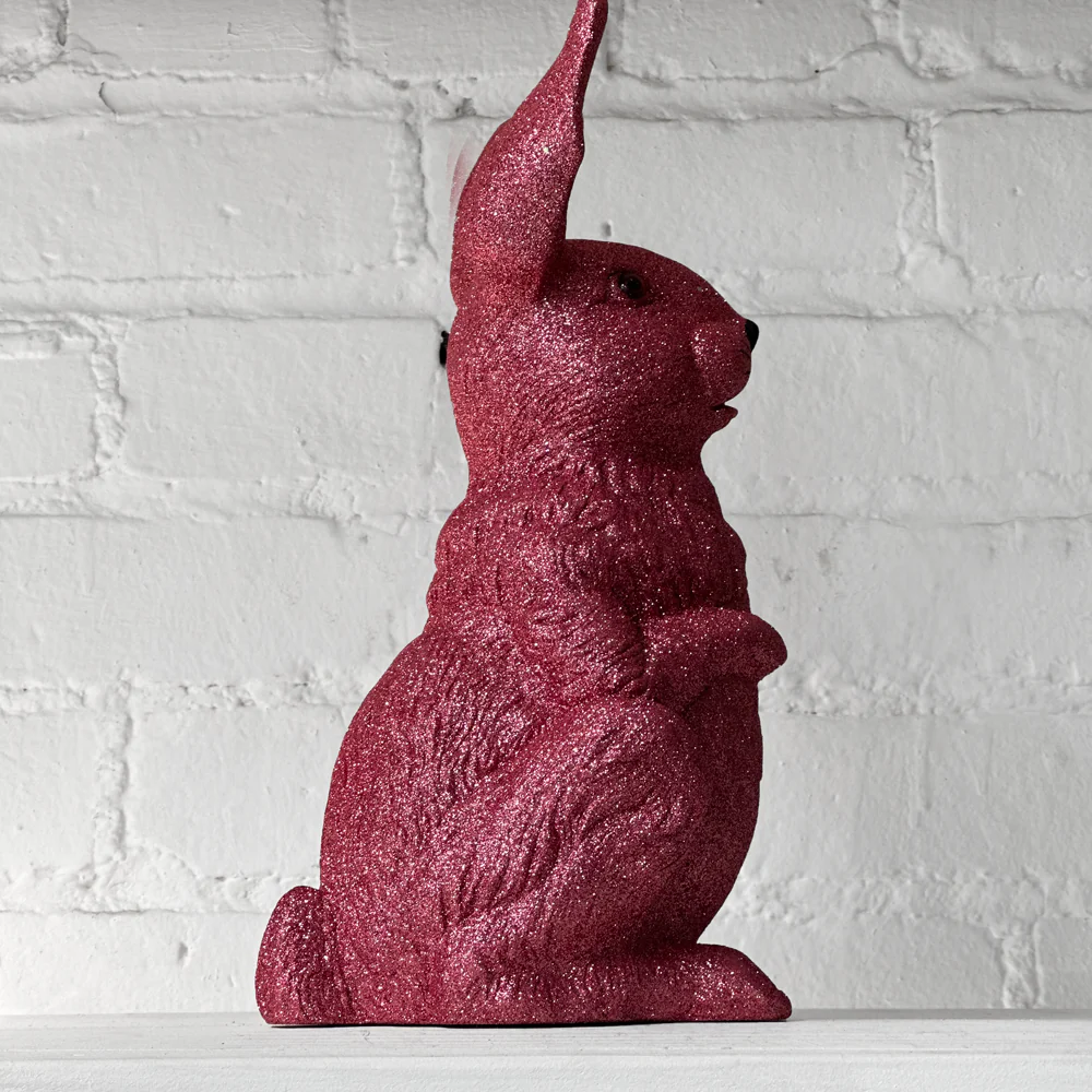 Ino Schaller Large Standing Glitter Bunny in Dark Pink - Image 4