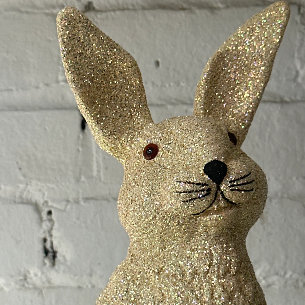 Ino Schaller Large Standing Glitter Bunny in Gold - Image 2