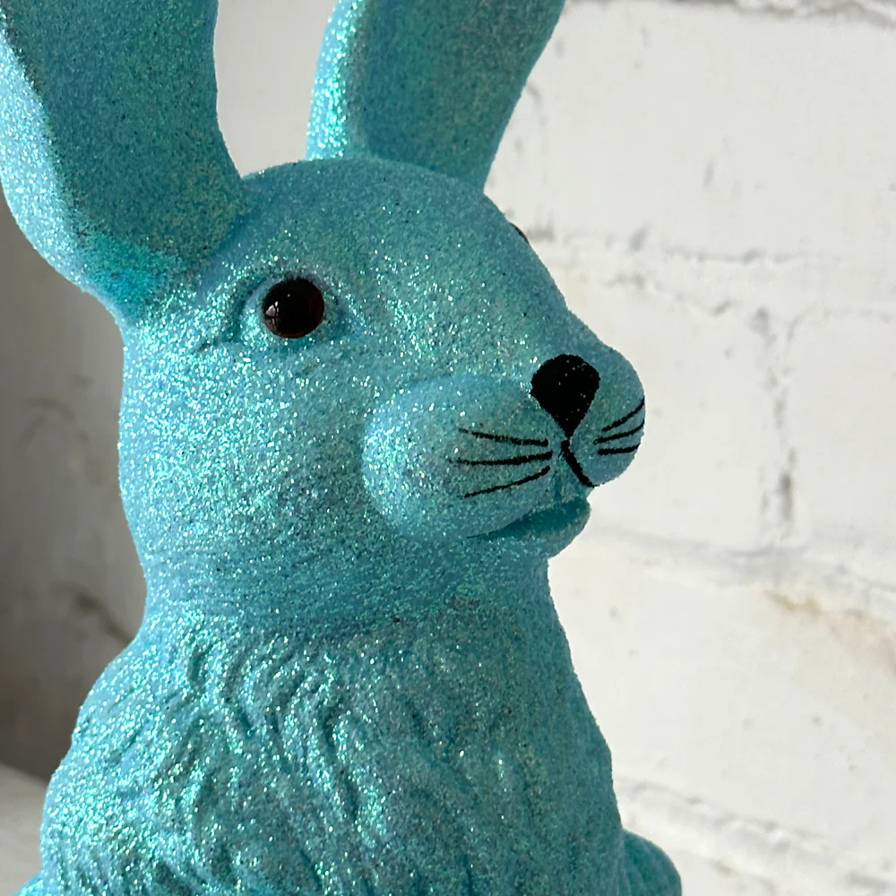 Ino Schaller Large Standing Glitter Bunny in Light Blue - Image 2