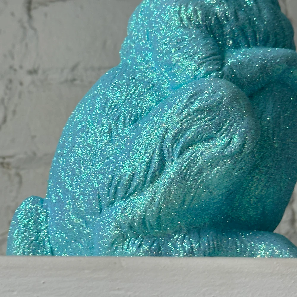 Ino Schaller Large Standing Glitter Bunny in Light Blue - Image 3