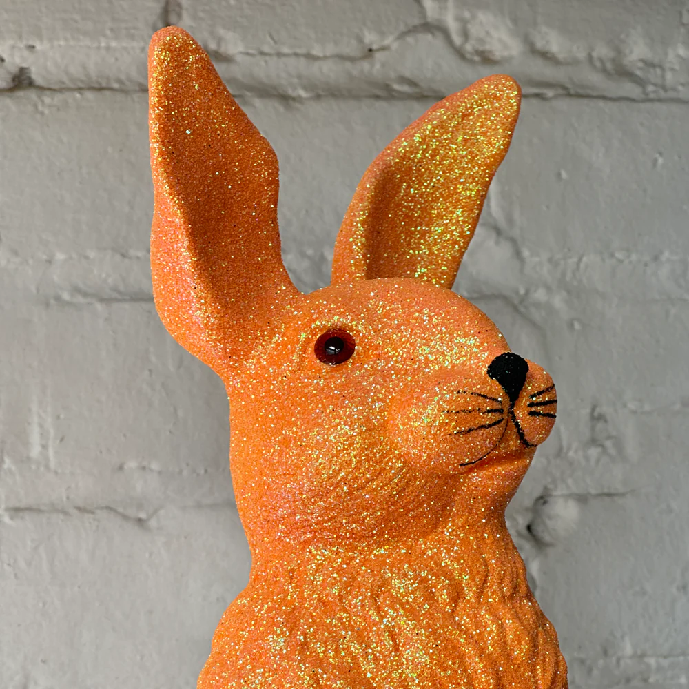 Ino Schaller Large Standing Glitter Bunny in Orange - Image 2