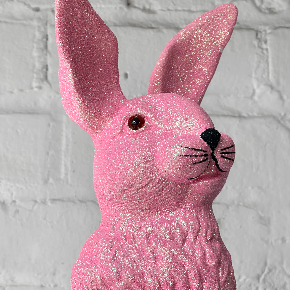 Ino Schaller Large Standing Glitter Bunny in Pink - Image 2