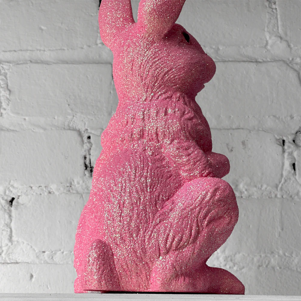 Ino Schaller Large Standing Glitter Bunny in Pink - Image 3