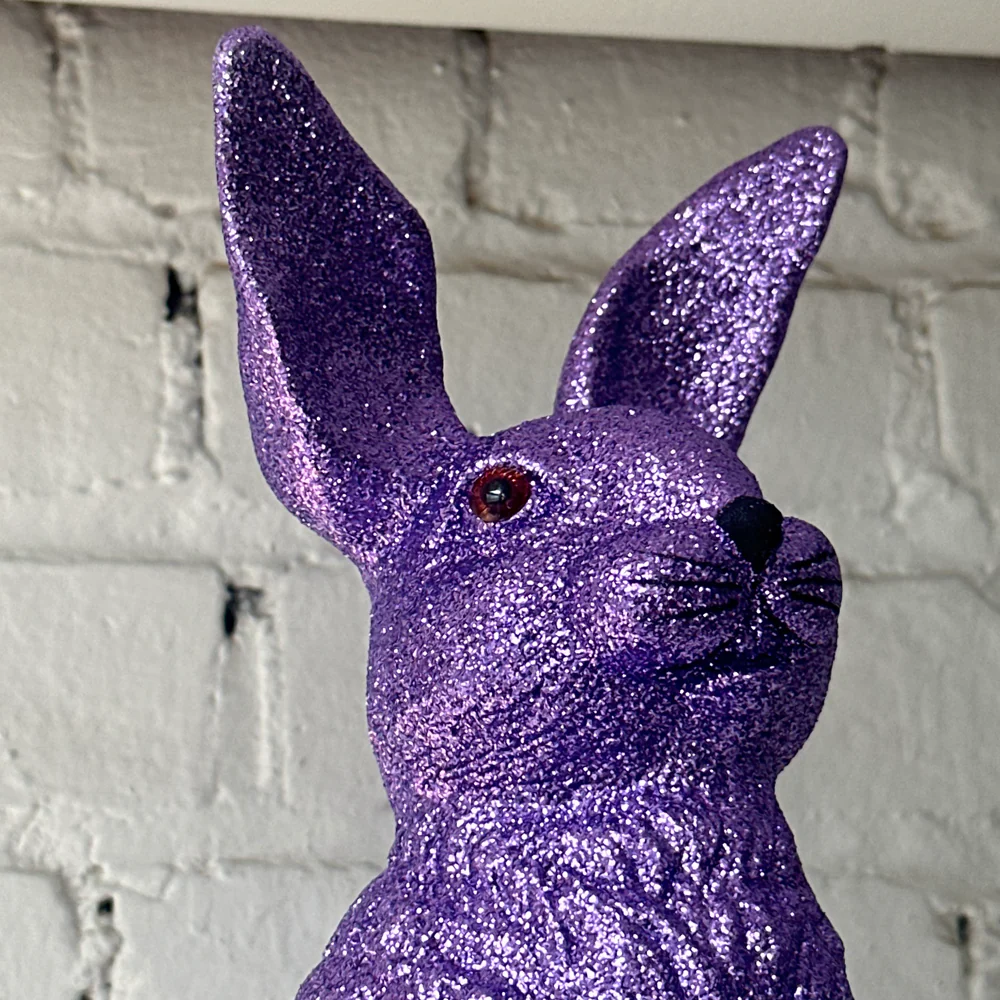 Ino Schaller Large Standing Glitter Bunny in Purple - Image 2