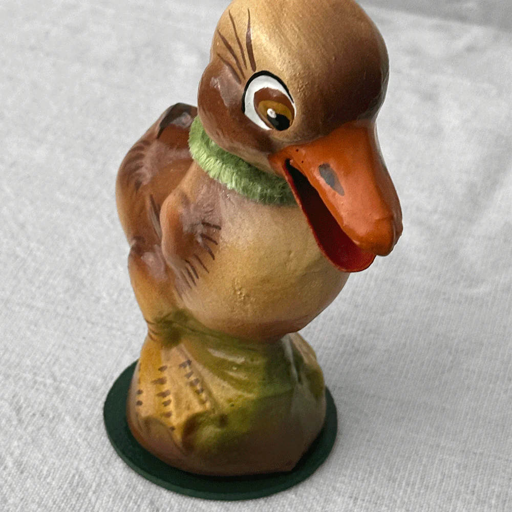 Ino Schaller Papier-Maché Duck Candy Box with Pink Flower Necktie - Image 3