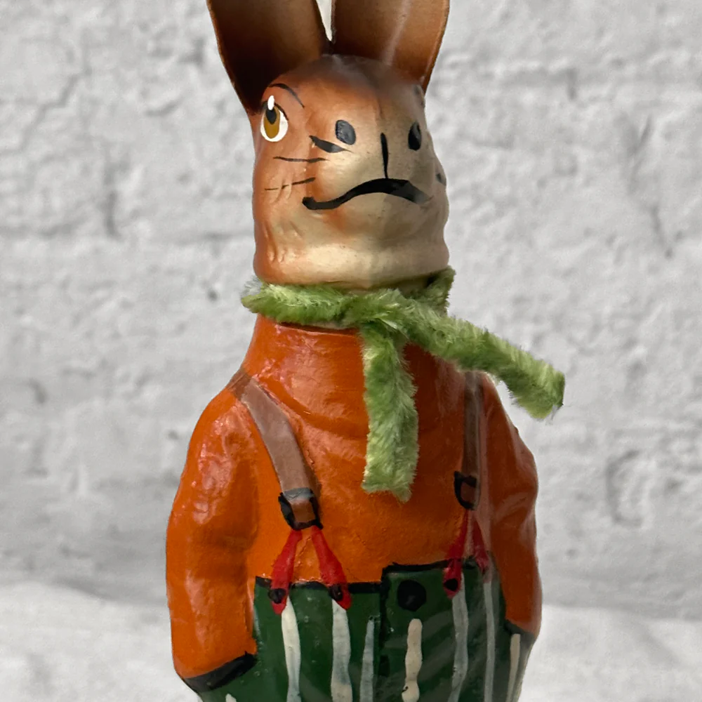 Nostalgic Papier Mâché Rabbit Candy Box in Green & Orange - Image 2