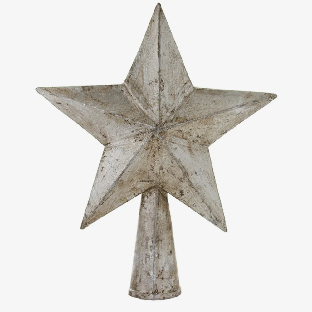 Small 5 Point Star Tree Topper in Antique Silver - Image 2