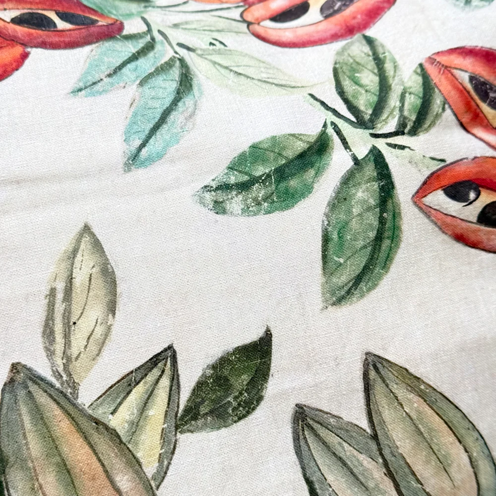 Large Canton Fringe Pillow in Green (No. 70A) with Linen Backing (#MD-01) - Image 7
