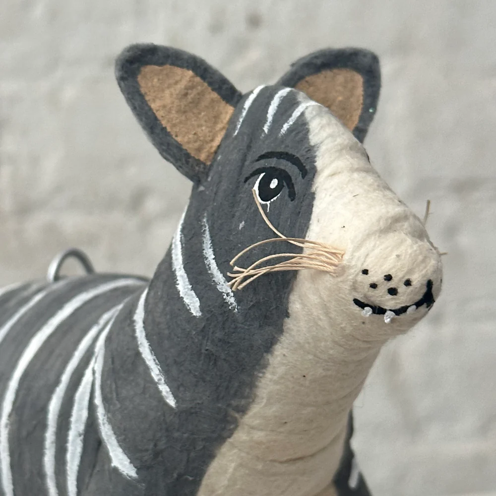 Large Cotton Striped Cat Ornament - Image 3