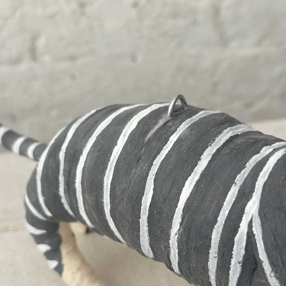 Large Cotton Striped Cat Ornament - Image 4