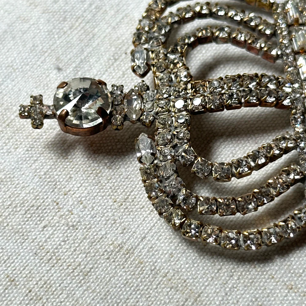 Large Crown Glass Crystal Brooch - Image 2