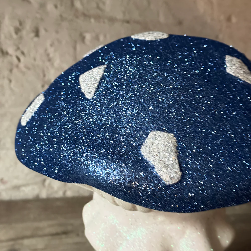 Large Glitter Mushroom in Blue & White - Image 2