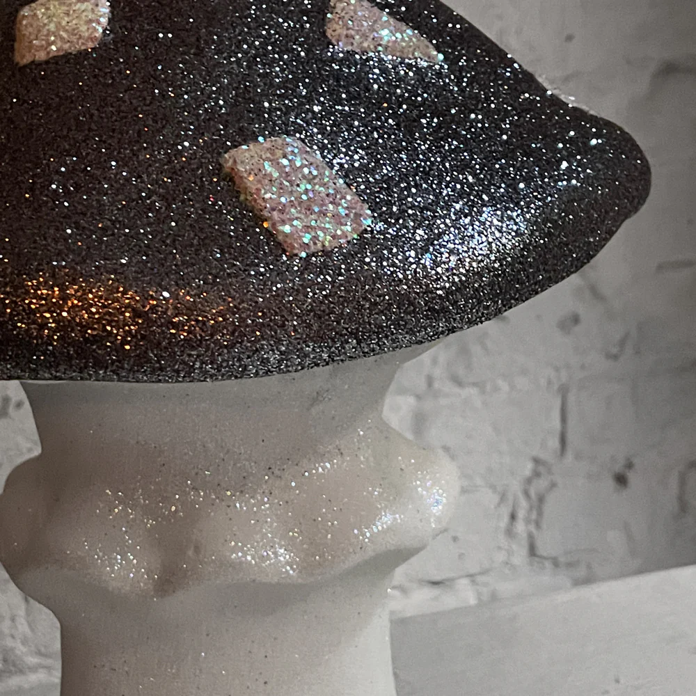 Large Glitter Mushroom in Gunmetal Grey - Image 2