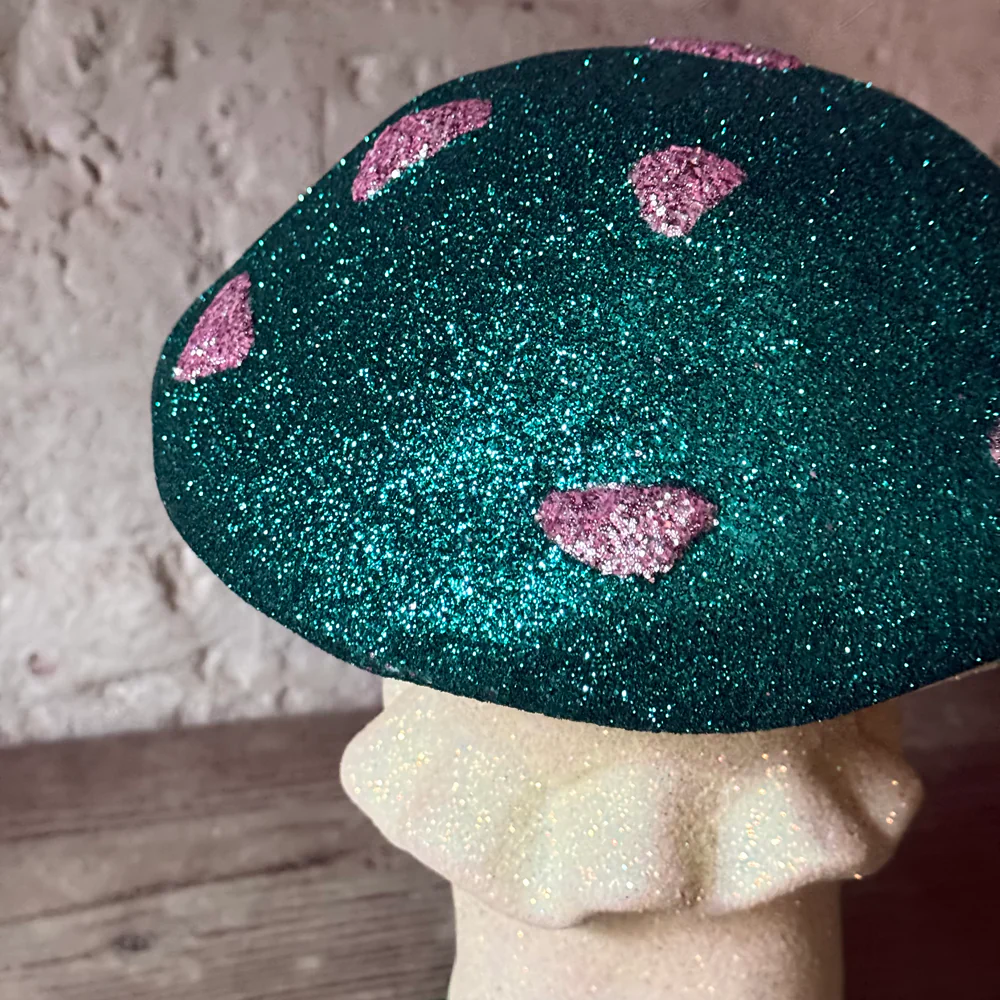 Large Glitter Mushroom in Teal & Pink - Image 2