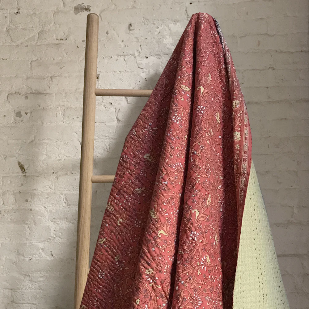 Coral & Buttermilk Newly Printed Queen Bedcover - Image 4