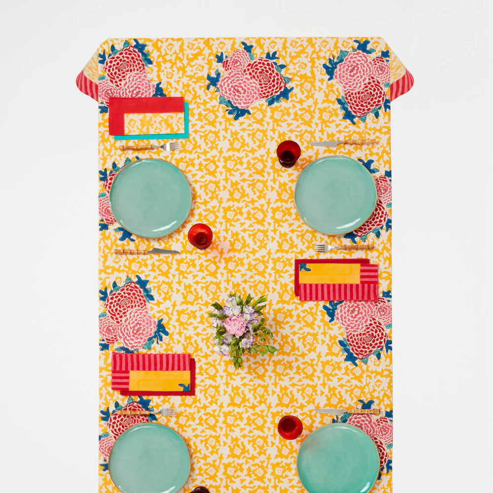 Lisa Corti X La Minervetta Arabesque Corolla Gold Natural Cotton Panel 180cm x 270cm - Image 3