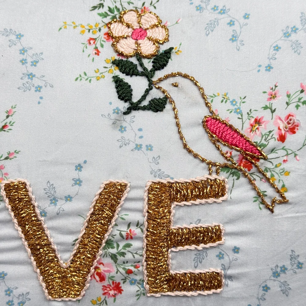 "Love" Embroidered Cushion (26-02) - Image 3