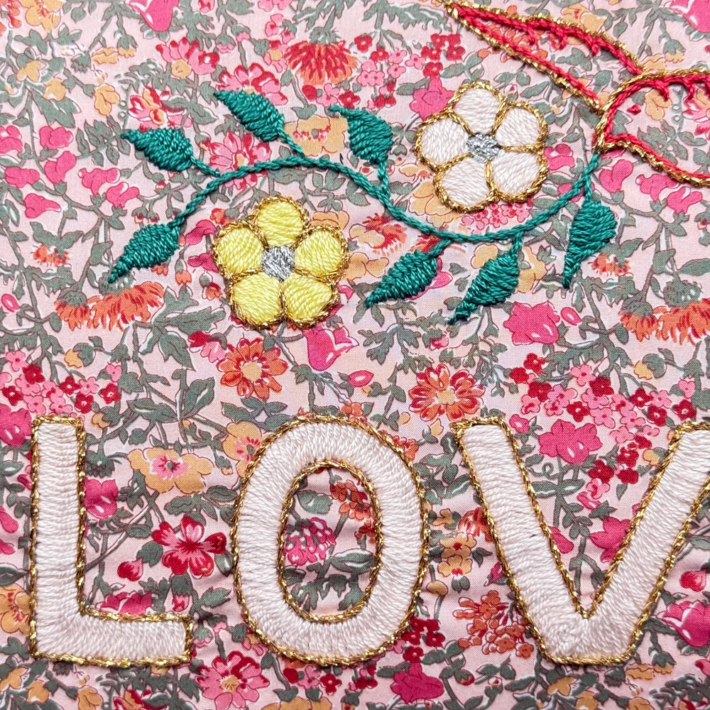 "Love" Embroidered Cushion (26-07) - Image 2