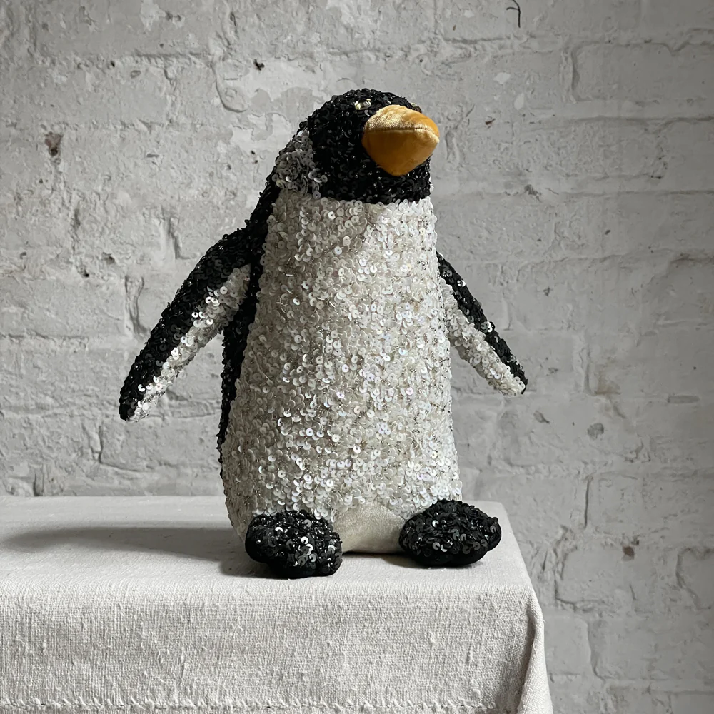 Large Addyson Silk Velvet Embroidered Penguin - Image 2