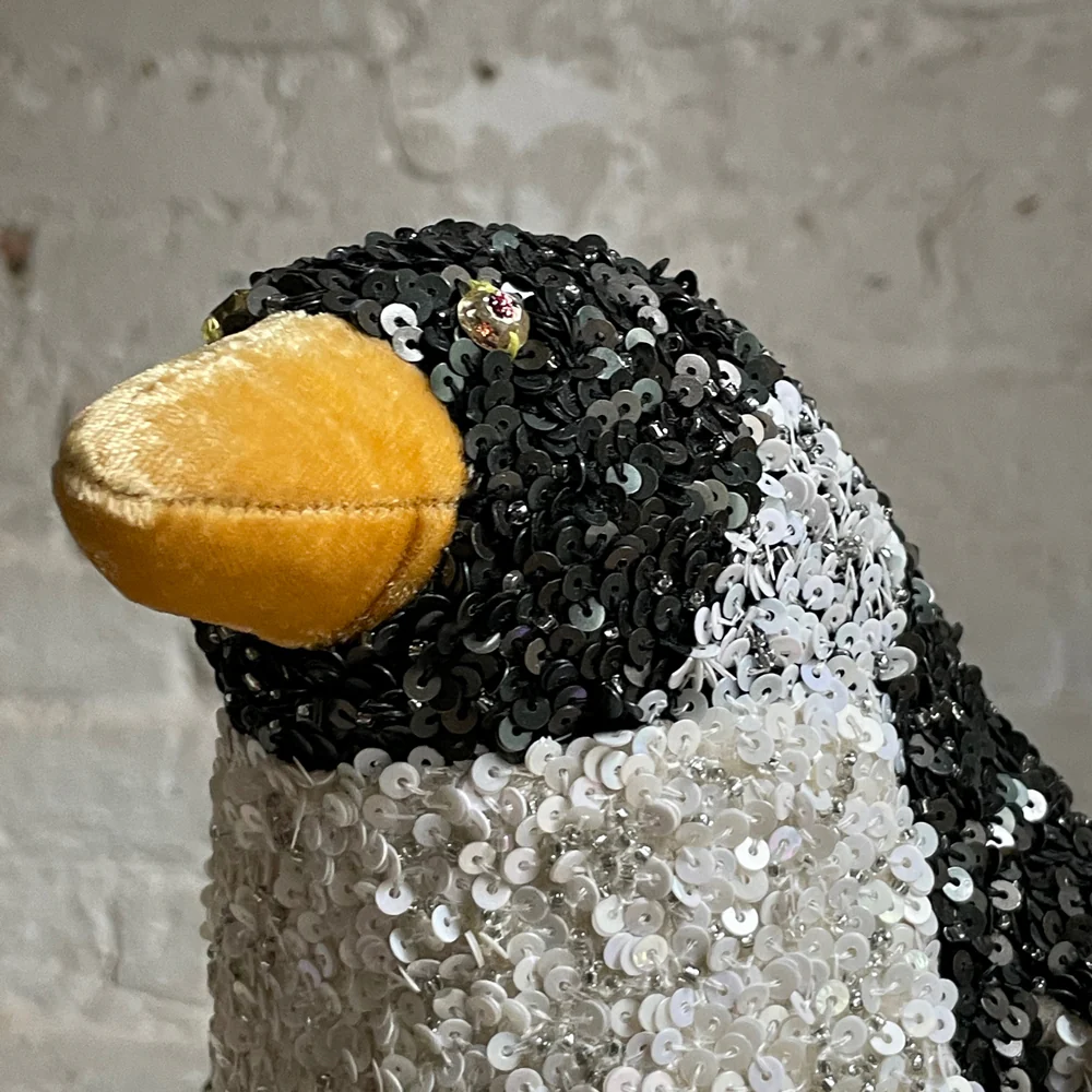 Large Addyson Silk Velvet Embroidered Penguin - Image 3