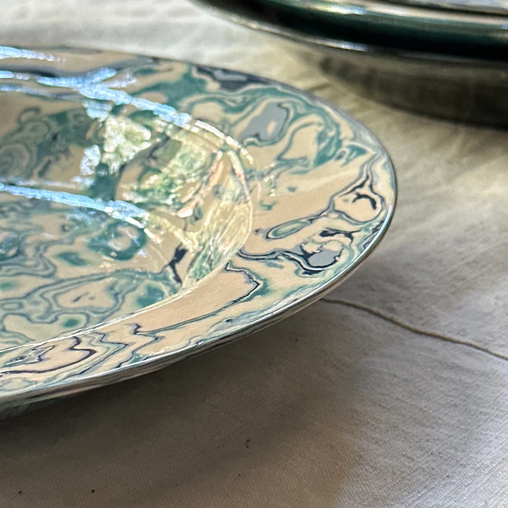 Marbled Deep Presentation Plate in Bora Bora (BO #764) - Image 2