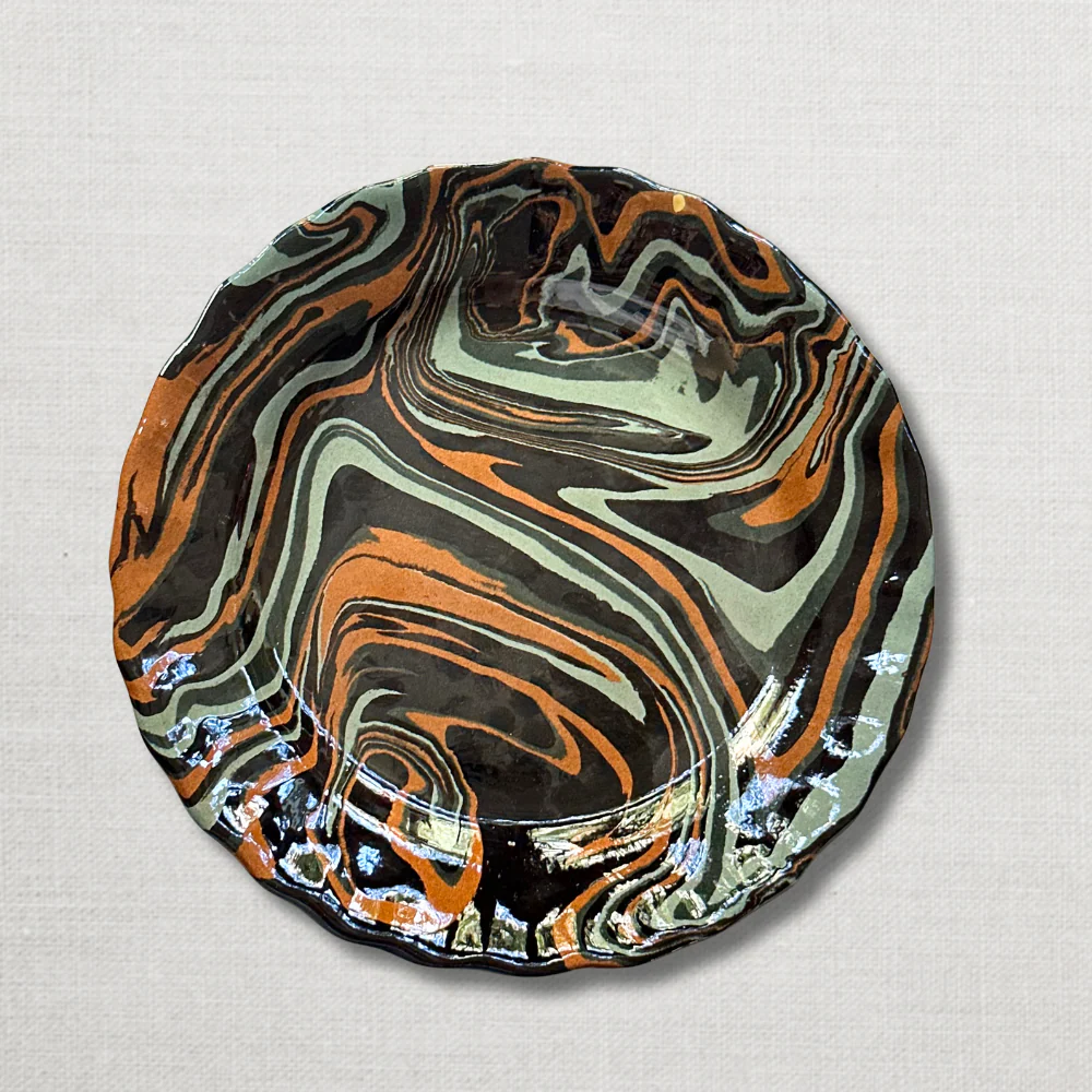 Marbled Dessert Plate XVIIIe in Byzance (BZ #754)