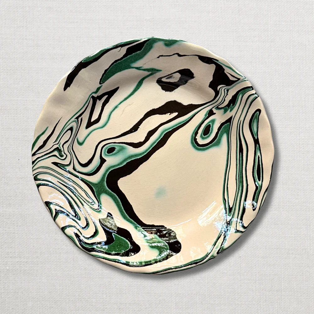 Marbled Dessert Plate XVIIIe in Glacier (RG #753)