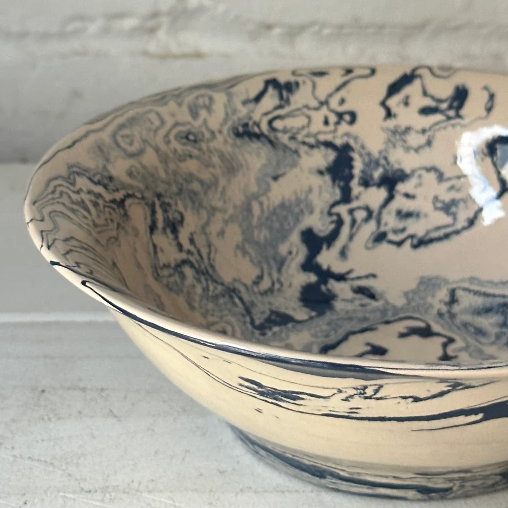 Marbled Large Pasta Bowl in Dark Belle Île (DB #733) - Image 4