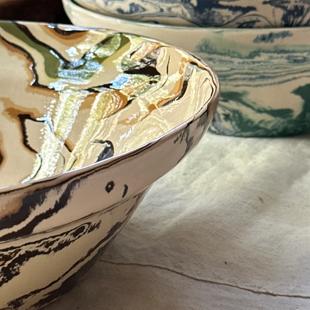 Marbled “Mallorca” Salad Bowl in Toscane 1 (TS1 #773) - Image 4