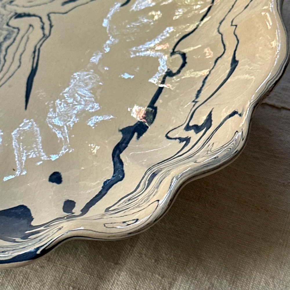 Marbled Portuguese Scalloped Platter in Belle ĂŽle (BI #744) - Image 2
