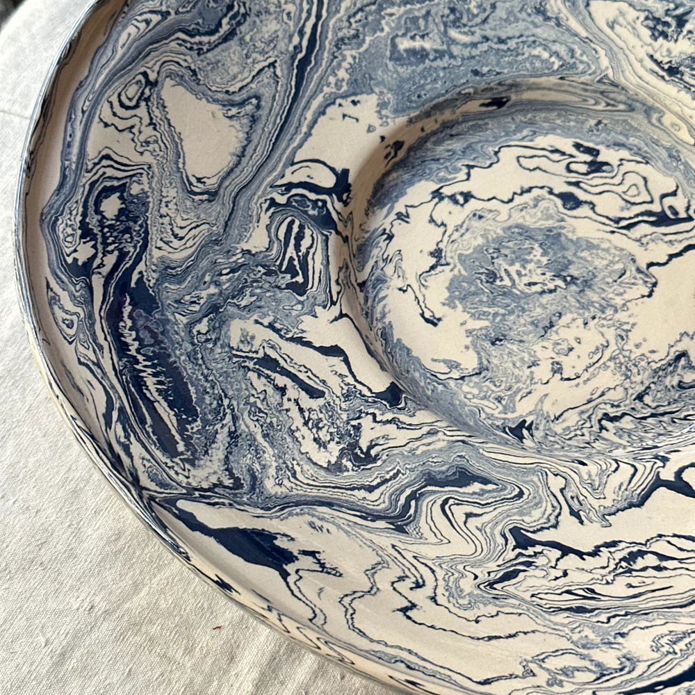 Marbled Very large Round Dish in Dark Belle Île (DB #768) - Image 2