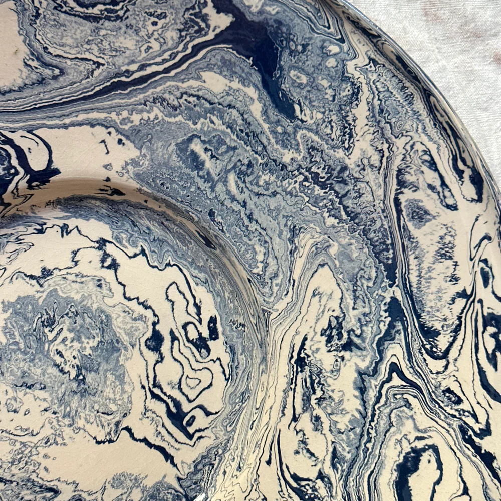 Marbled Very large Round Dish in Dark Belle Île (DB #768) - Image 3