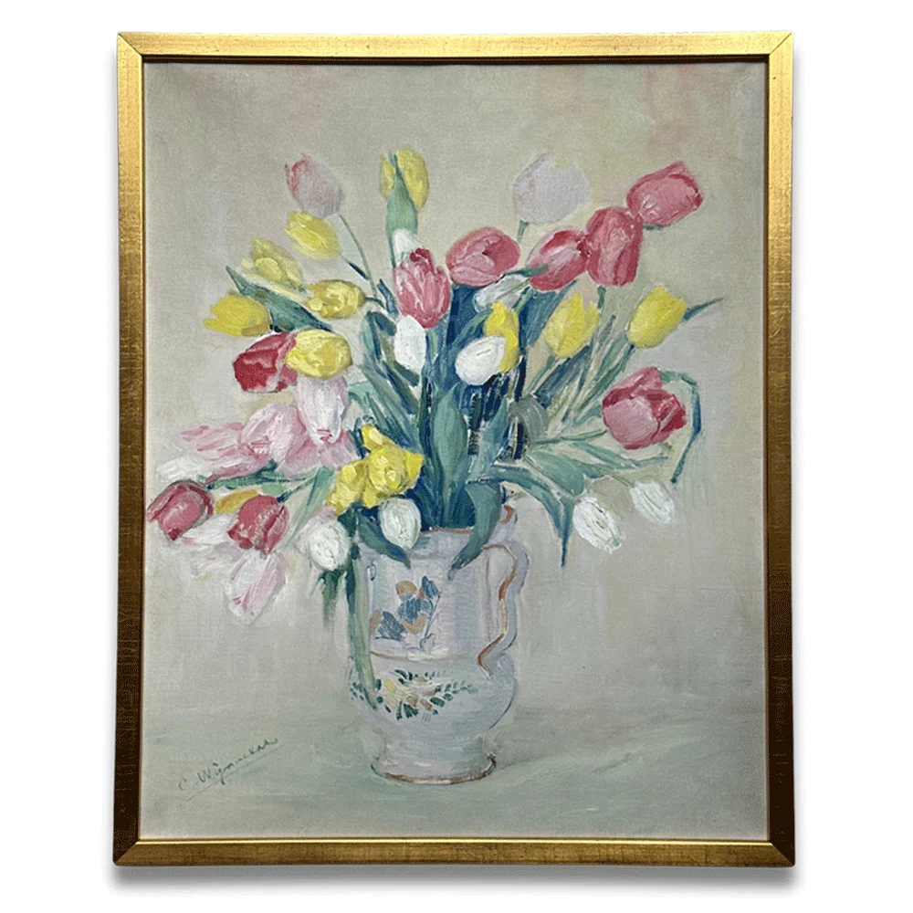 Mid 20th-century Dutch Floral Still Life in Gilt Frame