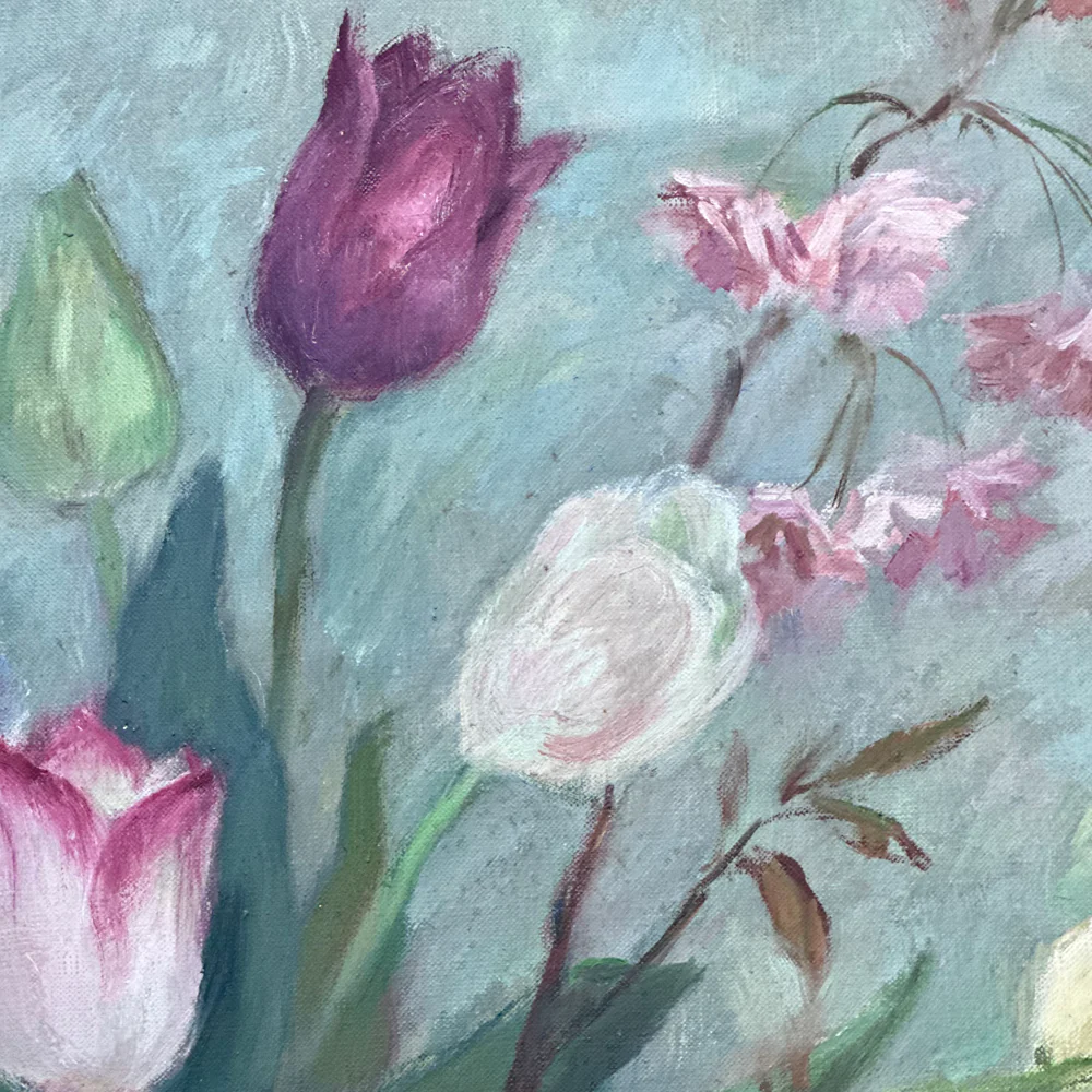Mid 20th-century Dutch Floral Tulip Still Life Painting - Image 3
