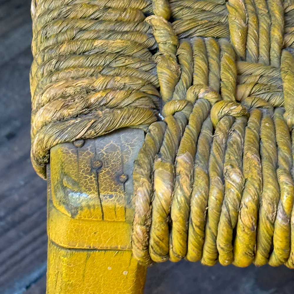 Mid 20th-century Painted Rush Bench - Image 3