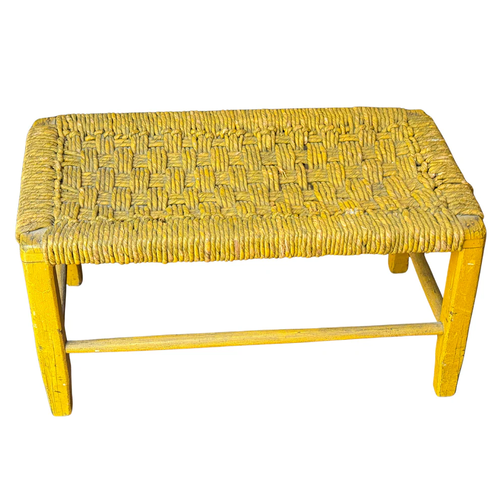 Mid 20th-century Painted Rush Bench - Image 6